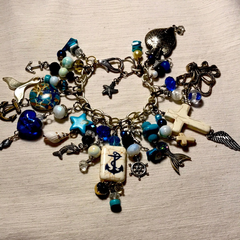 Ocean Blue Chunky Charm Bracelet